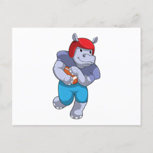 Hippo at Football Sports Postcard