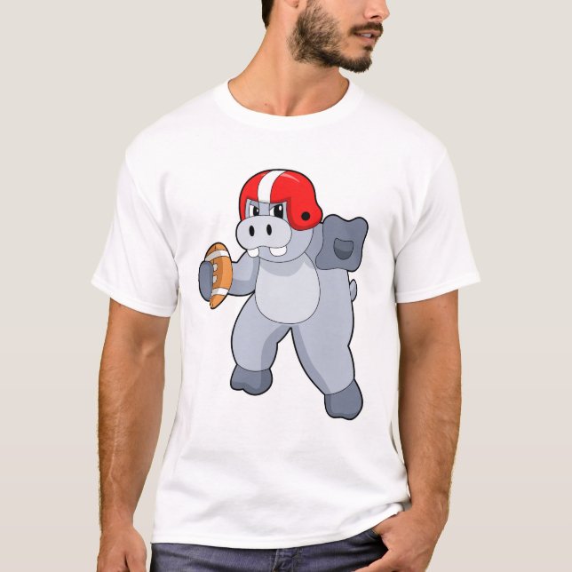 Hippo at Football Sports T-Shirt (Front)