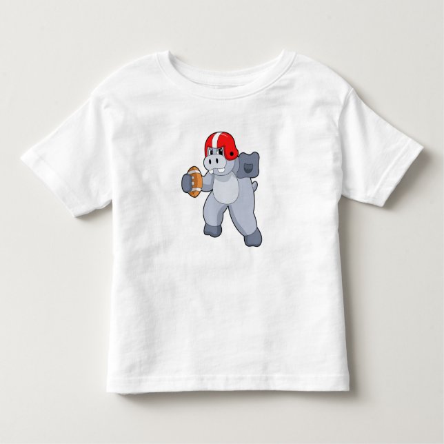 Hippo at Football Sports Toddler T-Shirt (Front)