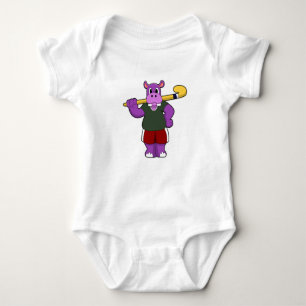 Hippo at Hockey with Hockey bat Baby Bodysuit