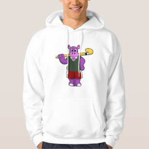 Hippo at Hockey with Hockey bat Hoodie