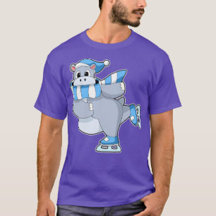 Hippo at Ice skating with Ice skates T-Shirt