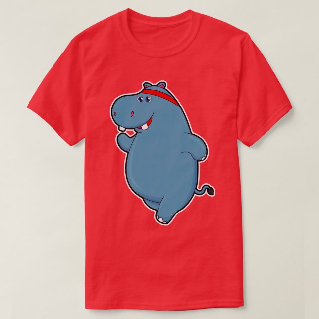 Hippo at Running with Head T-Shirt (Design Front)