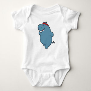 Hippo at Running with Headband Baby Bodysuit