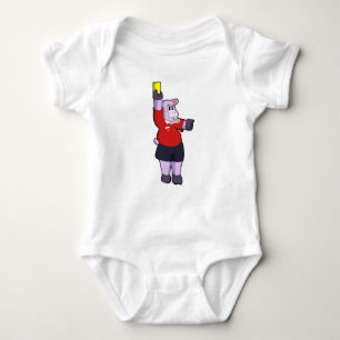Hippo at Soccer as Referee Baby Bodysuit