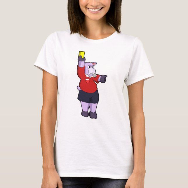 Hippo at Soccer as Referee T-Shirt (Front)