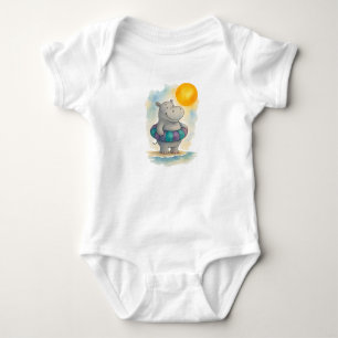 Hippo at the Beach Baby Bodysuit