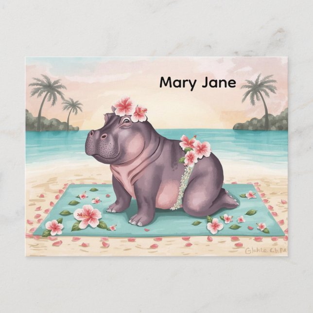 Hippo at the beach postcard (Front)