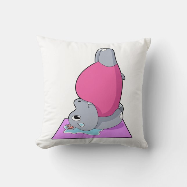 Hippo at Yoga Fitness Cushion (Front)