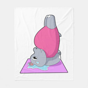 Hippo at Yoga Fitness Fleece Blanket