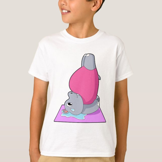Hippo at Yoga Fitness T-Shirt (Front)