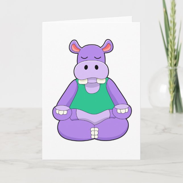 Hippo at Yoga in Sitting Card (Front)