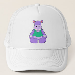 Hippo at Yoga in Sitting Trucker Hat