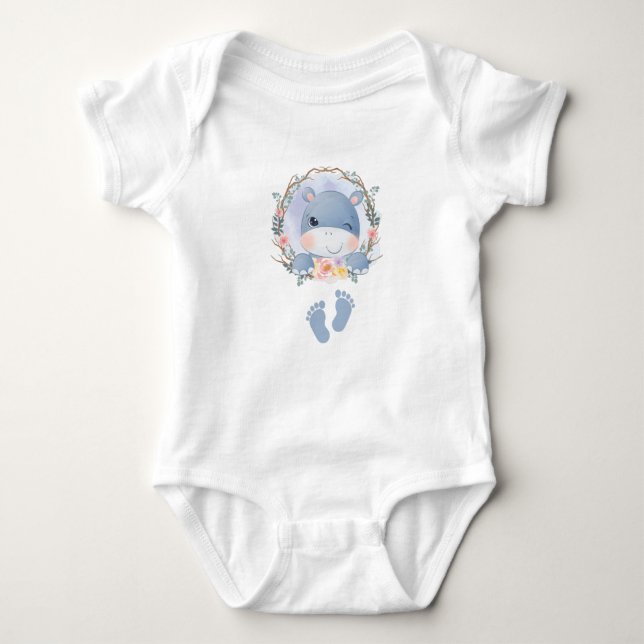 Hippo Baby, Baby Gift Pocket Hippo Baby, Baby Baby Bodysuit (Front)