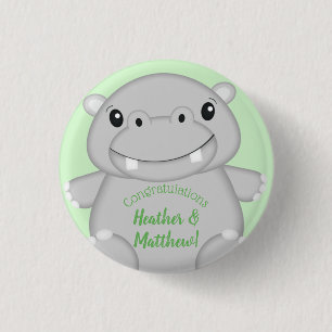 Hippo Baby Shower 3 Cm Round Badge