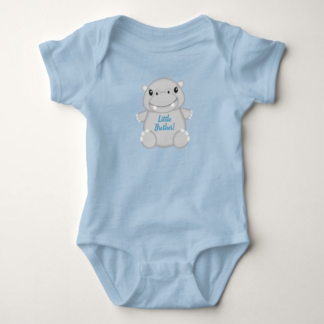 Hippo Baby Shower Blue Bodysuit (Front)