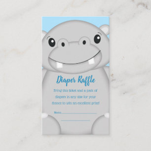 Hippo Baby Shower Blue Enclosure Card