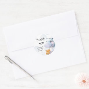 Hippo Baby Shower Favour  Classic Round Sticker