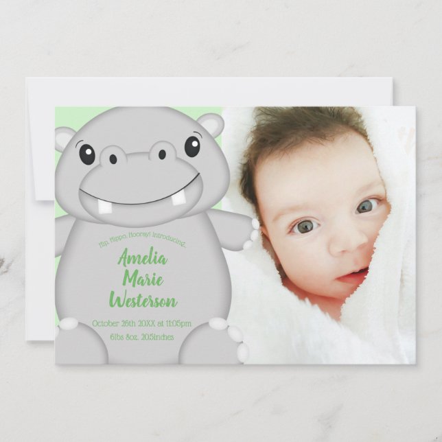 Hippo Baby Shower Invitation (Front)
