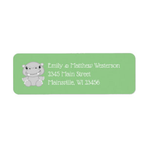 Hippo Baby Shower Return Address Label
