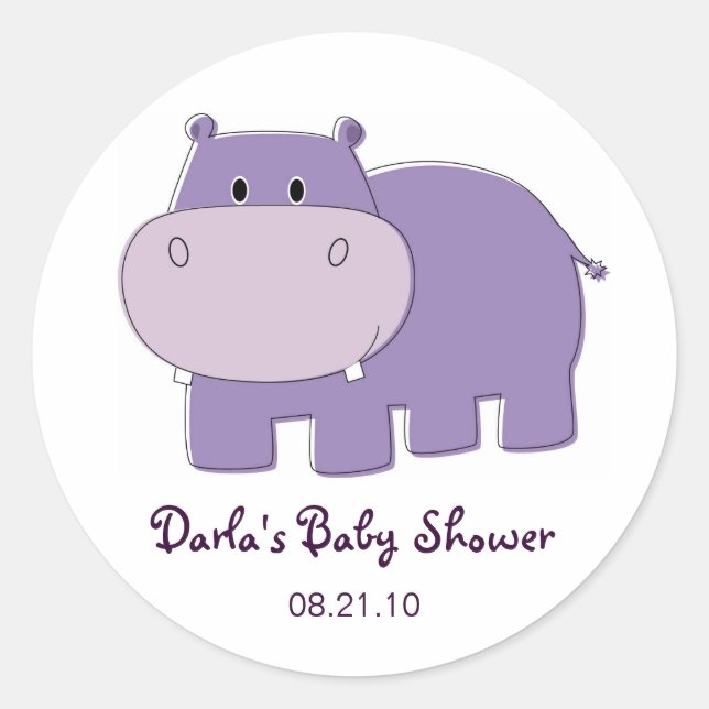 Hippo Baby Shower Stickers (Front)