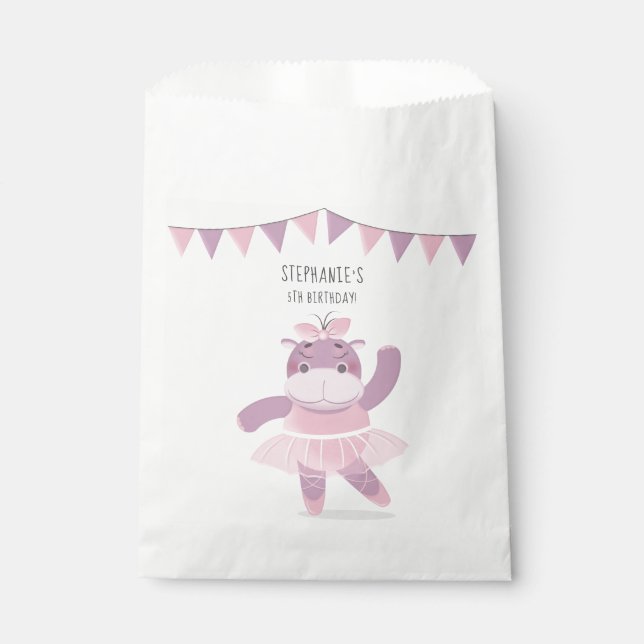 Hippo Ballerina Favour Bag (Front)
