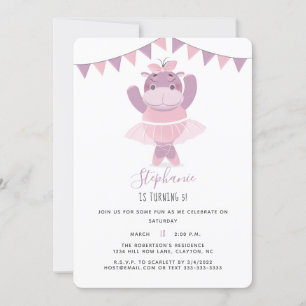 Hippo Ballerina Invitation