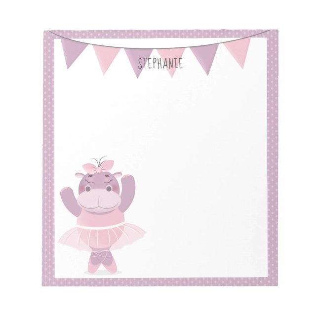 Hippo Ballerina Notepad (Front)