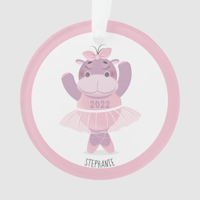 Hippo Ballerina Ornament (Front)