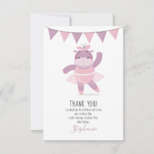 Hippo Ballerina Thank You Invitation