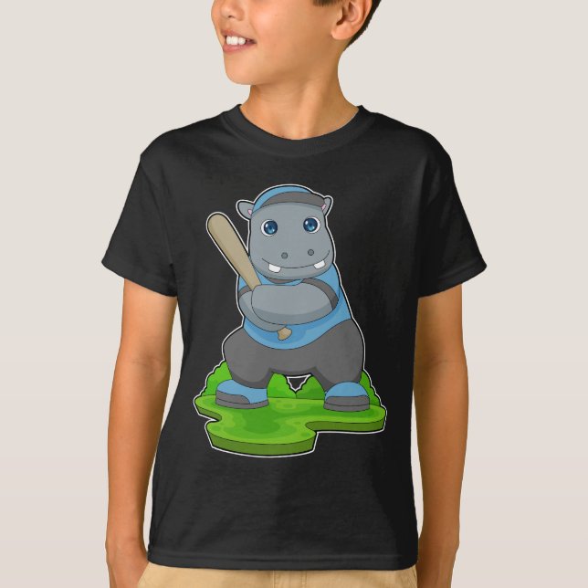 Hippo Baseball Baseball bat T-Shirt (Front)