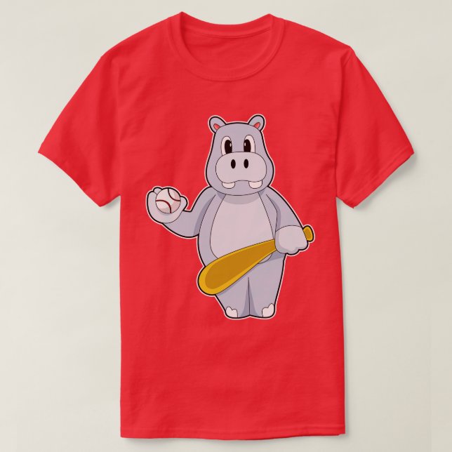 Hippo Baseball Baseball bat T-Shirt (Design Front)