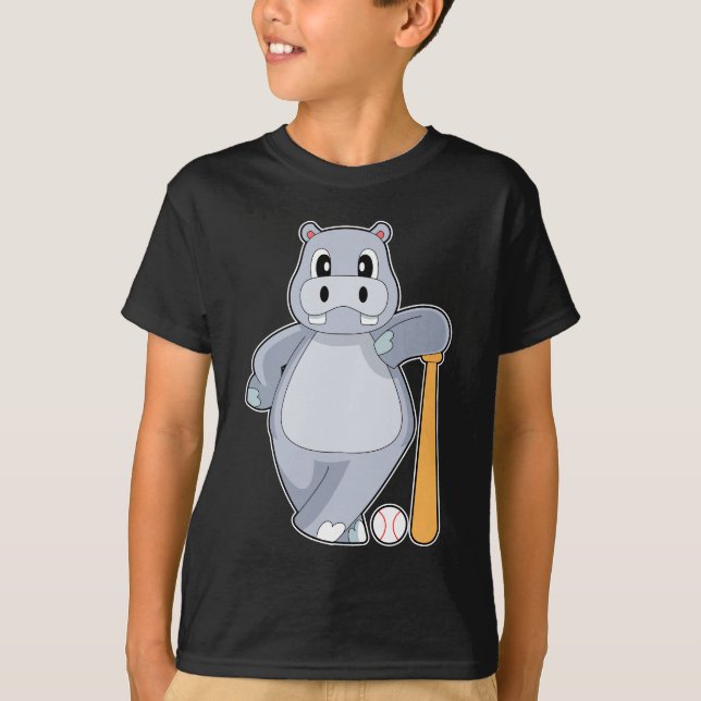 Hippo Baseball Baseball bat T-Shirt (Front)