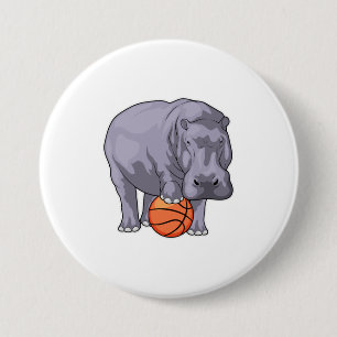 Hippo Basketball player Basketball 7.5 Cm Round Badge