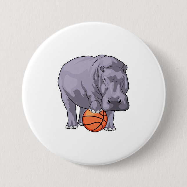 Hippo Basketball player Basketball 7.5 Cm Round Badge (Front)