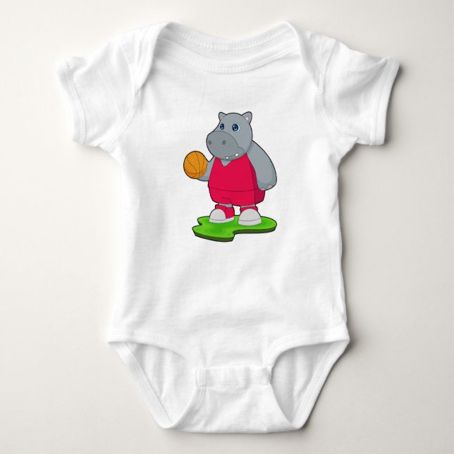 Hippo Basketball player Basketball Baby Bodysuit (Front)