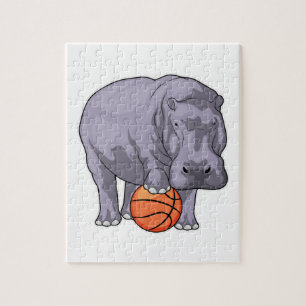 Hippo Basketball player Basketball Jigsaw Puzzle