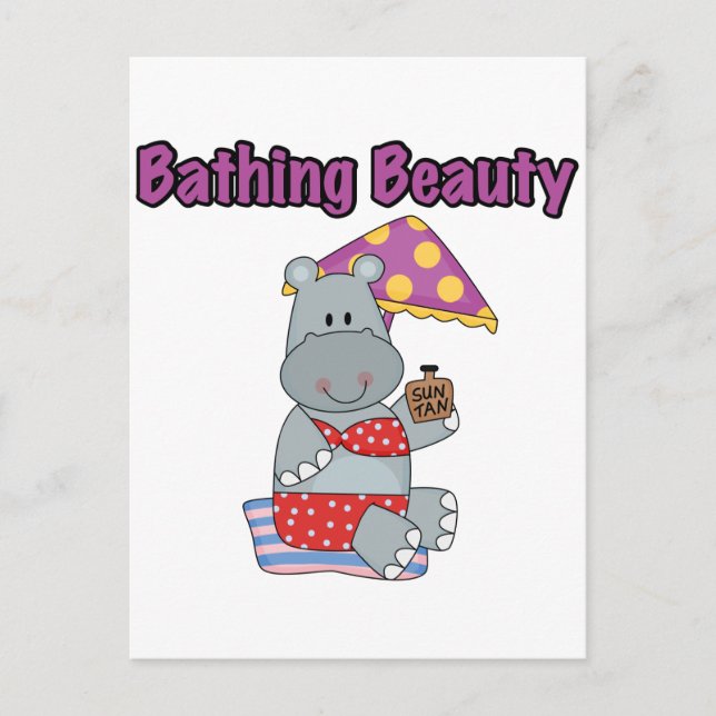 Hippo Bathing Beauty T-shirts and Gifts Postcard (Front)