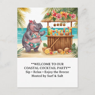 HIPPO BEACH Cocktail Party  Welcome message Postcard