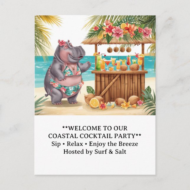 HIPPO BEACH Cocktail Party  Welcome message Postcard (Front)