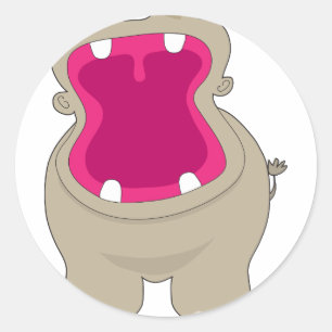 Hippo Big Mouth Classic Round Sticker