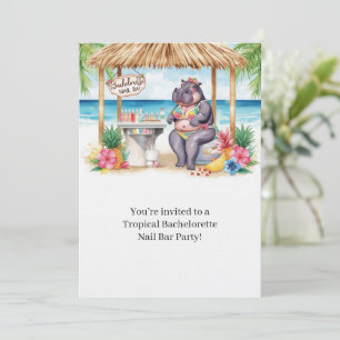 Hippo Bikini Bachelorette Nail Bar Invitation 