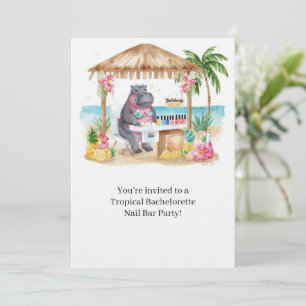 Hippo Bikini Bachelorette Nail Bar Invitation 