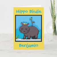 Hippo birdie funny personalized cartoon birthday