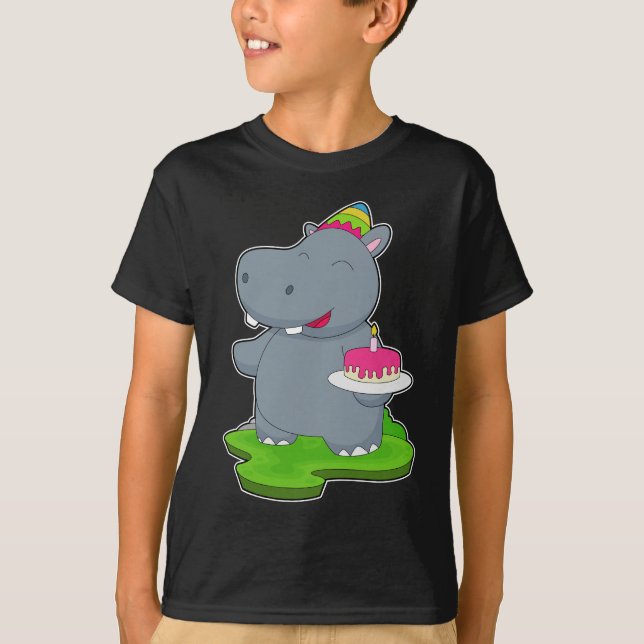 Hippo Birthday Cake T-Shirt (Front)