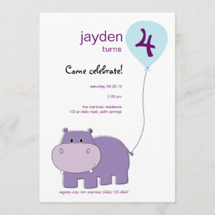 Hippo Birthday Invitation