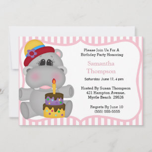 Hippo Birthday Invitations