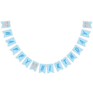 Hippo Birthday Party Blue Bunting