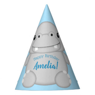 Hippo Birthday Party Blue Hat