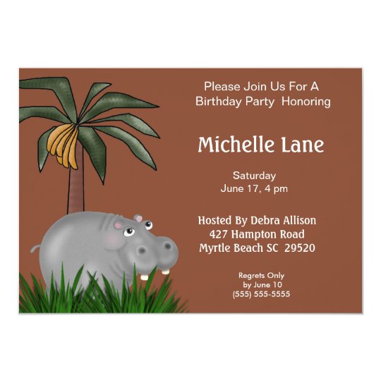 Hippo Birthday Party Invitations